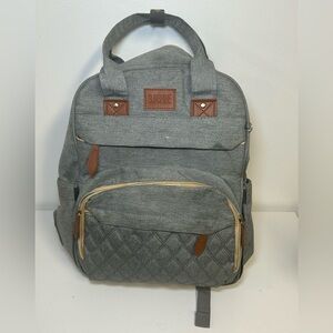 Sunshine Gray Diaper Backpack Waterproof Baby Bag w Charging Port